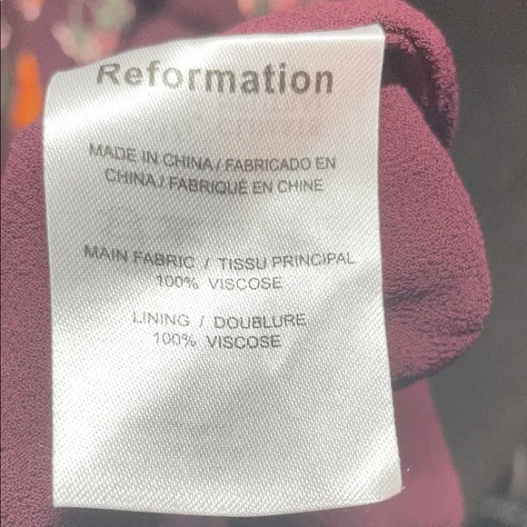 Reformation Fulton Deep Burgundy Floral Midi Dress with High Slit - Picture 10 of 10